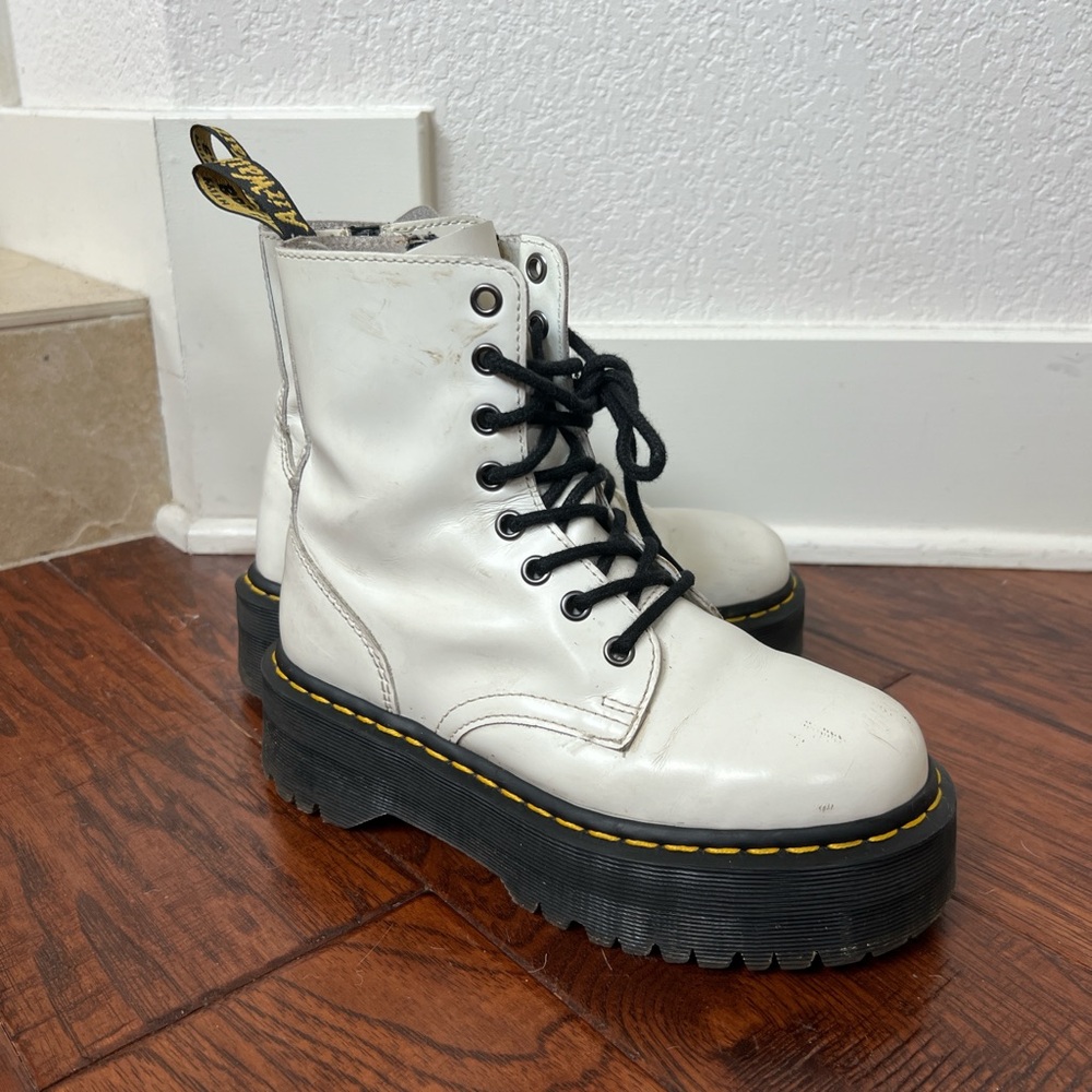 Dr. Martens White Platform Boots
